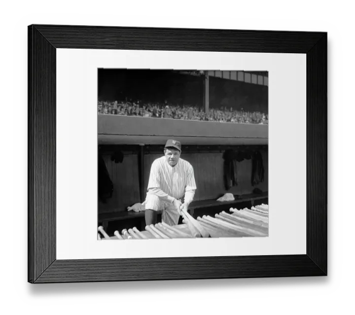 Framed Print : Babe Ruth Holding Baseball Bats Framed Print : Babe Ruth Holding Baseball Bats
