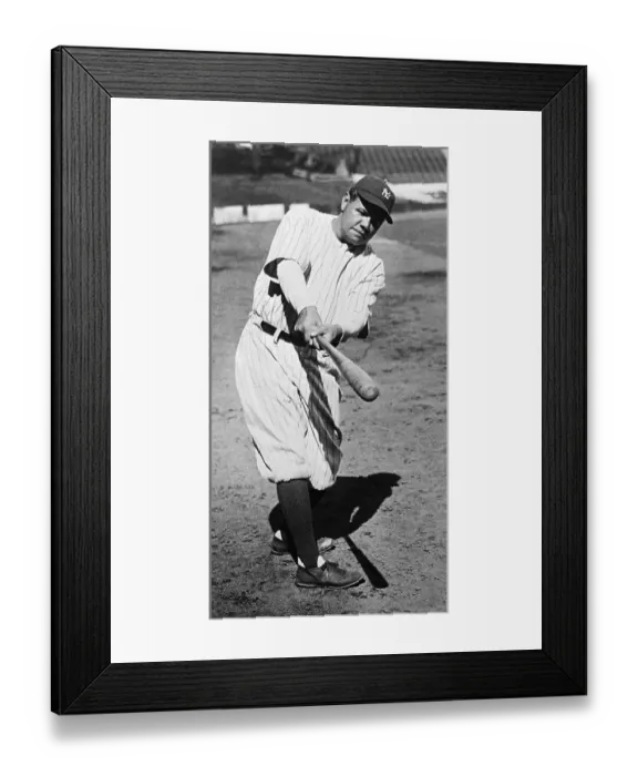 Framed Print : Babe Ruth Swinging Bat Framed Print : Babe Ruth Swinging Bat