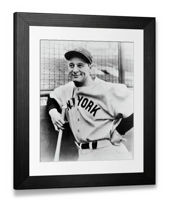 Framed Print : Lou Gehrig Leans Against Wall Framed Print : Lou Gehrig Leans Against Wall