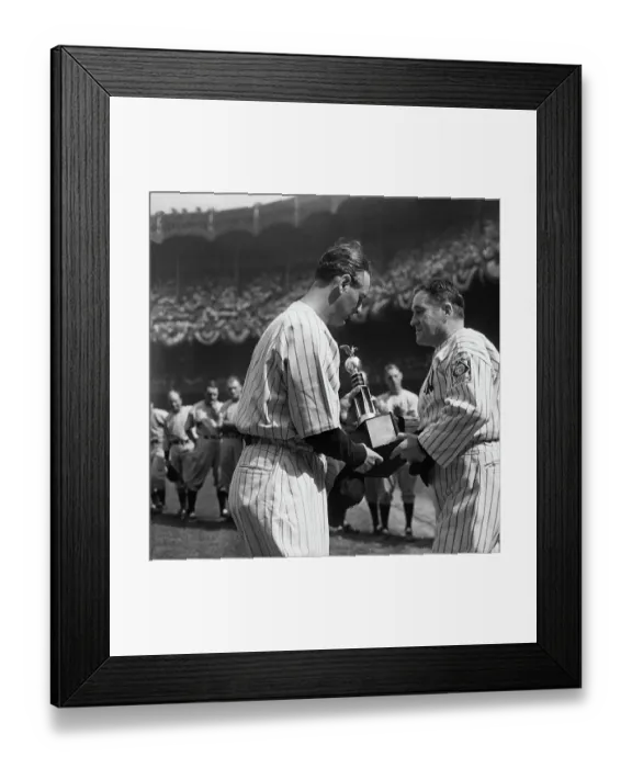 Framed Print : Lou Gehrig Receiving Trophy Framed Print : Lou Gehrig Receiving Trophy