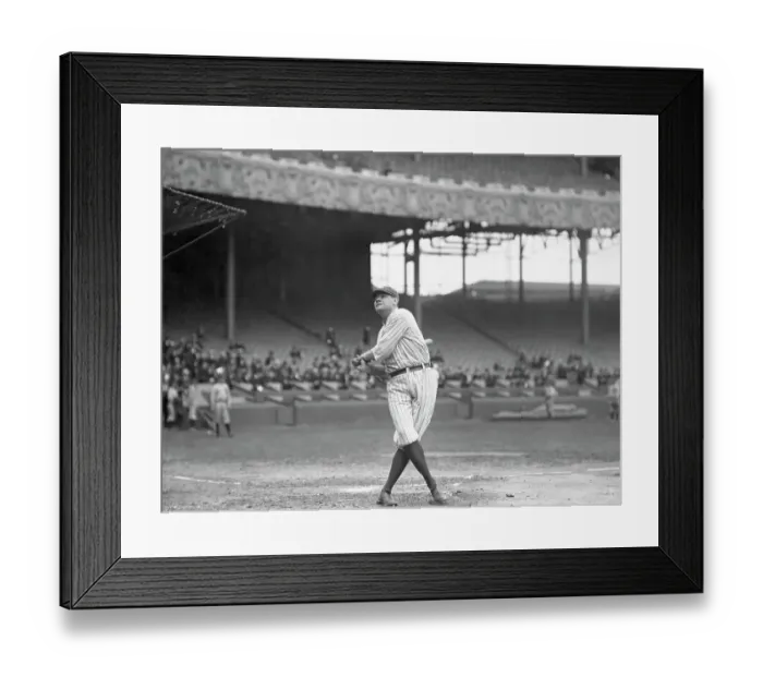 Framed Print : Babe Ruth Swinging Bat While In Stadium