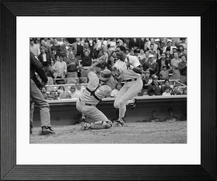 Framed Print : Dave Winfield Grimaces Charging Catcher Framed Print : Dave Winfield Grimaces Charging Catcher