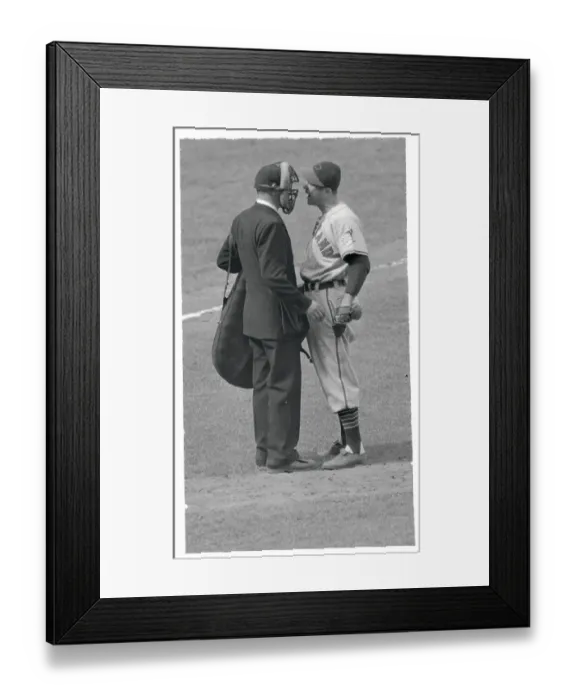 Framed Print : Cleveland Indians Manager Lou Boudreau Arguing with Umpire Framed Print : Cleveland Indians Manager Lou Boudreau Arguing with Umpire
