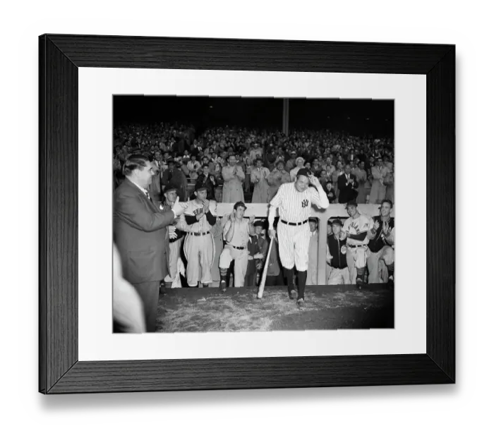 Framed Print : Babe Ruth Tips Hat To Cheering Stadium