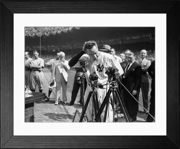 Framed Print : Lou Gehrig Retires in Yankee Stadium Framed Print : Lou Gehrig Retires in Yankee Stadium