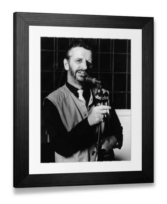 Framed Print : Ringo Starr Holds ABC Microphone at Home Framed Print : Ringo Starr Holds ABC Microphone at Home