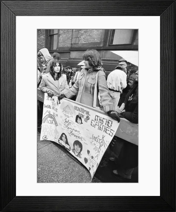 Framed Print : John Lennon Fans Holding Vigil Framed Print : John Lennon Fans Holding Vigil