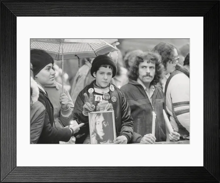Framed Print : John Lennon Fans Holding Vigil Framed Print : John Lennon Fans Holding Vigil