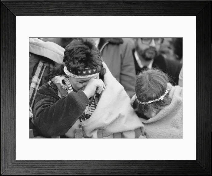 Framed Print : John Lennon Fans Grieving Framed Print : John Lennon Fans Grieving