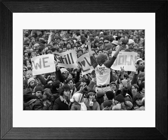 Framed Print : John Lennon Fans at Vigil for Slain Beatle Framed Print : John Lennon Fans at Vigil for Slain Beatle