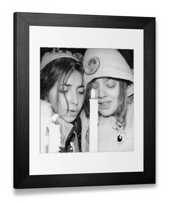 Framed Print : John Lennon Fans Mourning Framed Print : John Lennon Fans Mourning