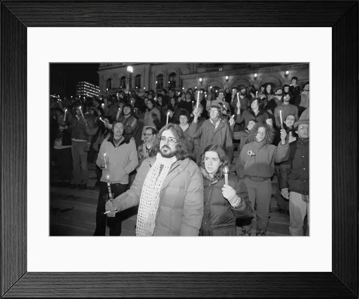 Framed Print : Mourners Holding Vigil for John Lennon Framed Print : Mourners Holding Vigil for John Lennon