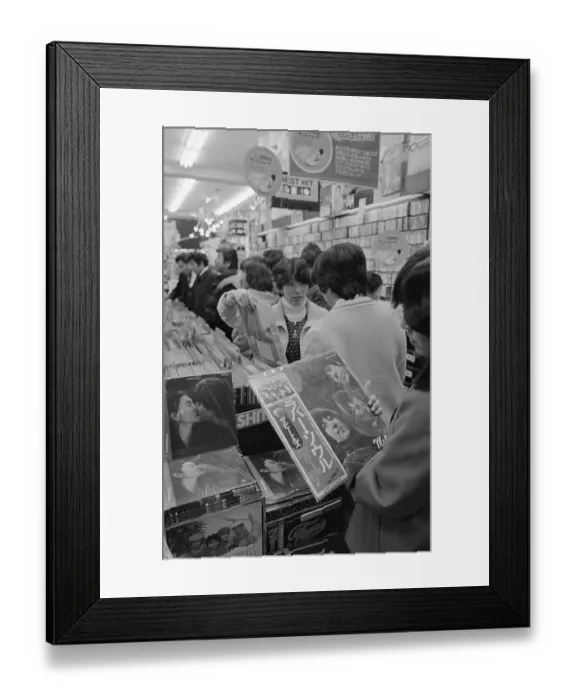 Framed Print : Fans Buying Beatles Records Framed Print : Fans Buying Beatles Records