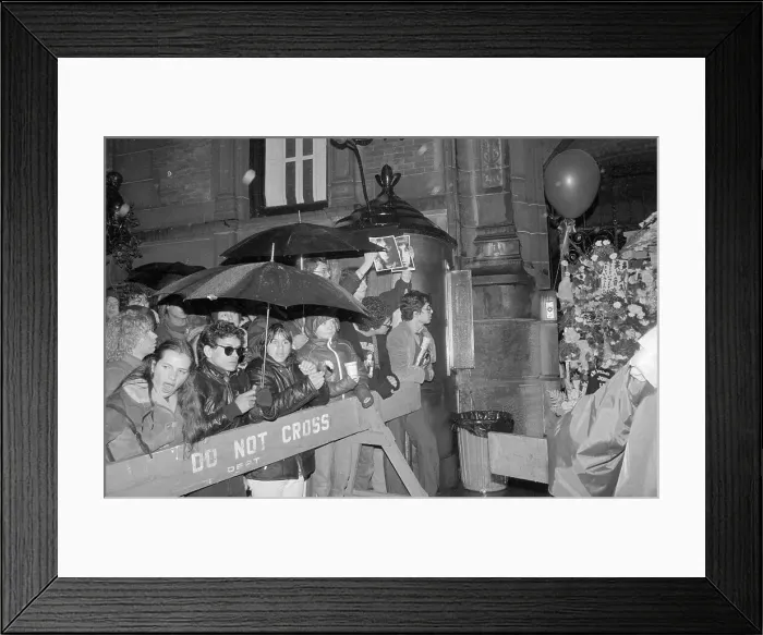 Framed Print : Lennon Mourners Gather Outside Dakota Framed Print : Lennon Mourners Gather Outside Dakota