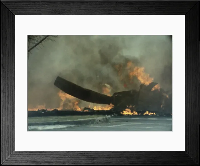 Framed Print : Burning Wreck Of Orion Plane Framed Print : Burning Wreck Of Orion Plane