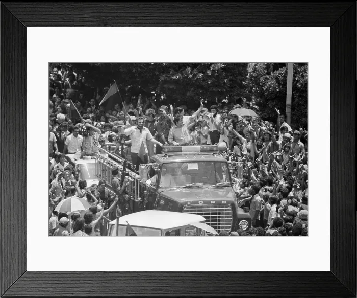 Framed Print : Sandinista Leaders Wave in Parade Framed Print : Sandinista Leaders Wave in Parade