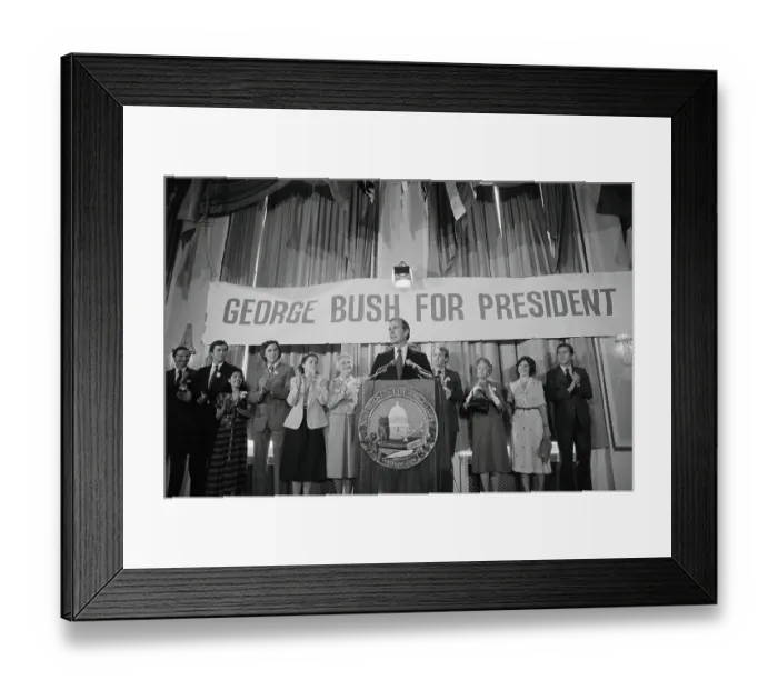 Framed Print : George Bush Announces Candidacy for Republican Presidential Nomination Framed Print : George Bush Announces Candidacy for Republican Presidential Nomination