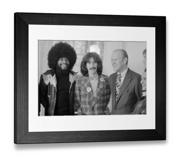Framed Print : Gerald Ford Posing with George Harrison and Organist