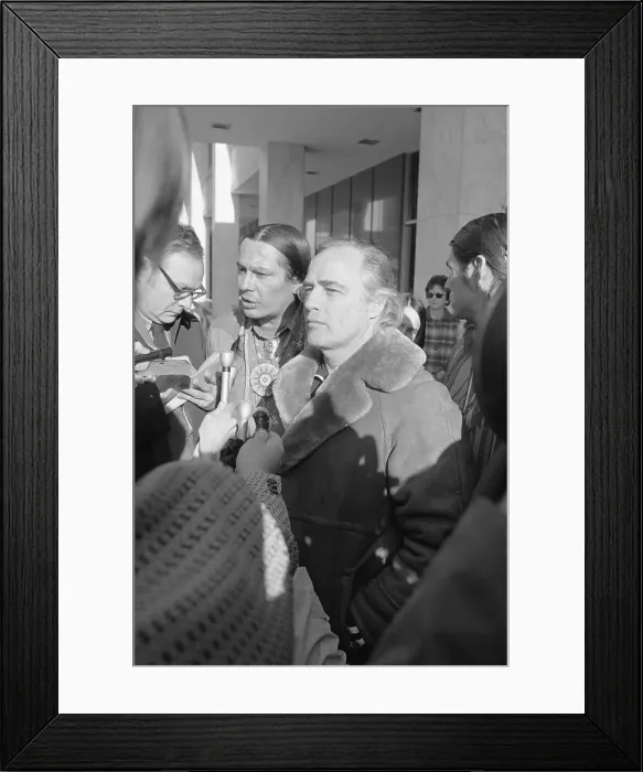 Framed Print : Marlon Brando with Russell Means Framed Print : Marlon Brando with Russell Means