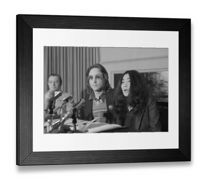 Framed Print : John Lennon and Yoko Ono at Microphones Framed Print : John Lennon and Yoko Ono at Microphones
