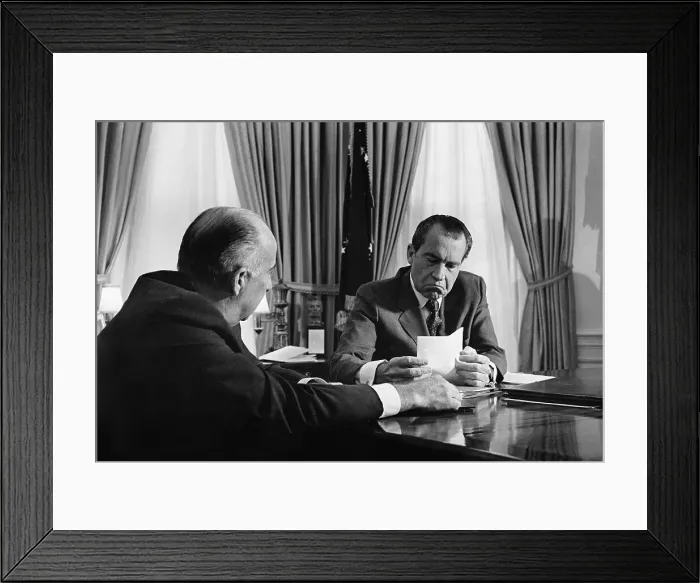 Framed Print : President Nixon Speaking with John Mitchell Framed Print : President Nixon Speaking with John Mitchell