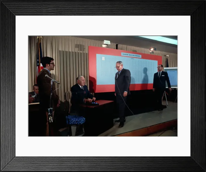 Framed Print : Lewis Hershey at the Draft Lottery Framed Print : Lewis Hershey at the Draft Lottery