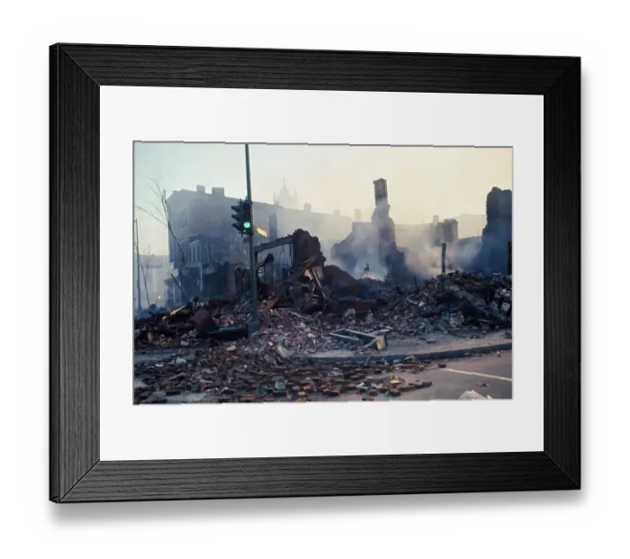 Framed Print : A Building Wrecked by Fire Framed Print : A Building Wrecked by Fire