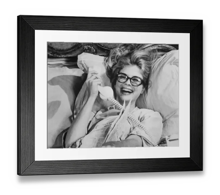 Framed Print : Candice Bergen Laughing into Telephone Framed Print : Candice Bergen Laughing into Telephone