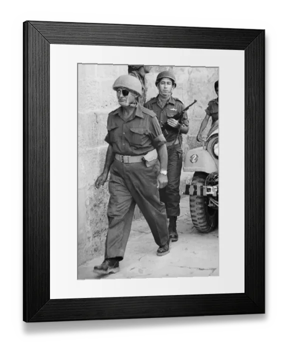 Framed Print : Moshe Dayan and Soldiers in Street of Jerusalem Framed Print : Moshe Dayan and Soldiers in Street of Jerusalem