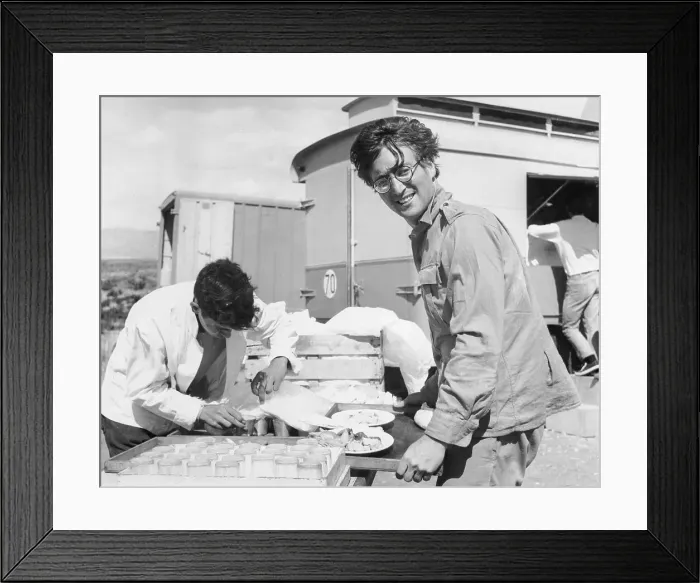 Framed Print : John Lennon Posing on Movie Set Framed Print : John Lennon Posing on Movie Set