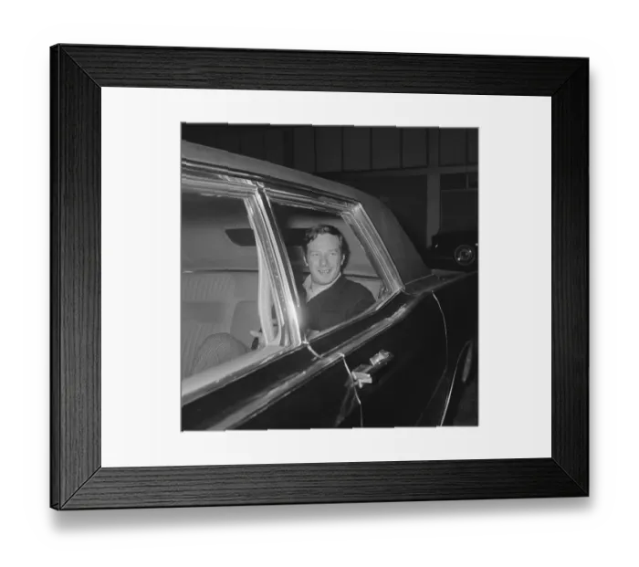Framed Print : Brian Epstein Riding in Car Framed Print : Brian Epstein Riding in Car
