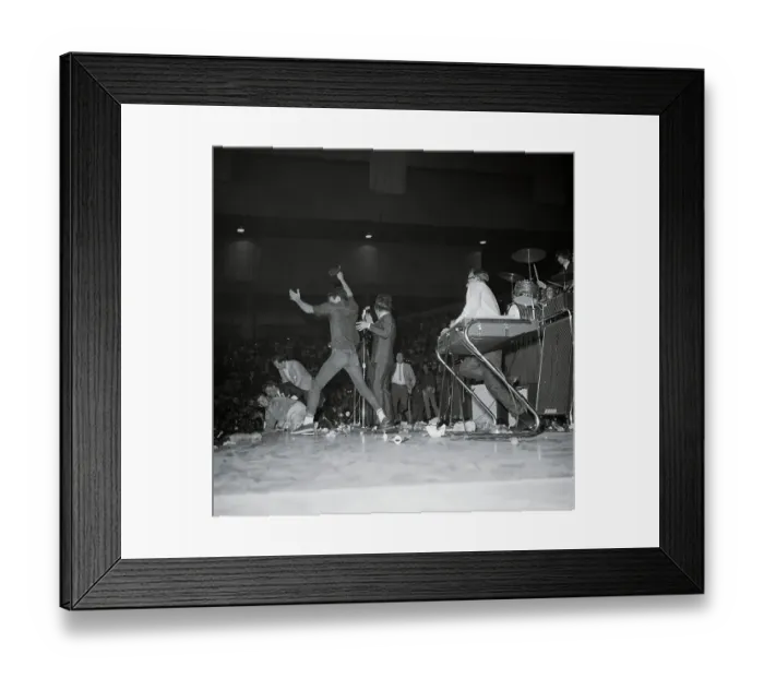 Framed Print : Man Storming the Stage at Beatles Concert Framed Print : Man Storming the Stage at Beatles Concert
