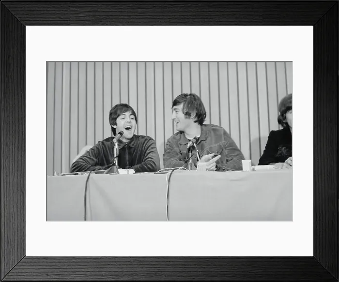 Framed Print : Paul McCartney and John Lennon at Press Conference Framed Print : Paul McCartney and John Lennon at Press Conference