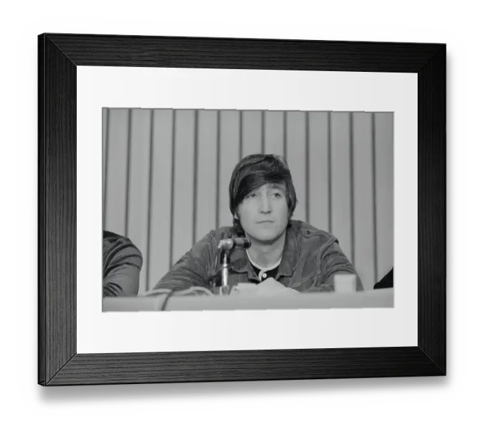 Framed Print : John Lennon at a Press Conference Framed Print : John Lennon at a Press Conference
