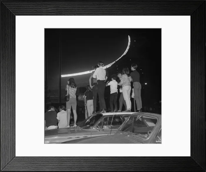 Framed Print : Beatles Fans Standing on Cars Framed Print : Beatles Fans Standing on Cars
