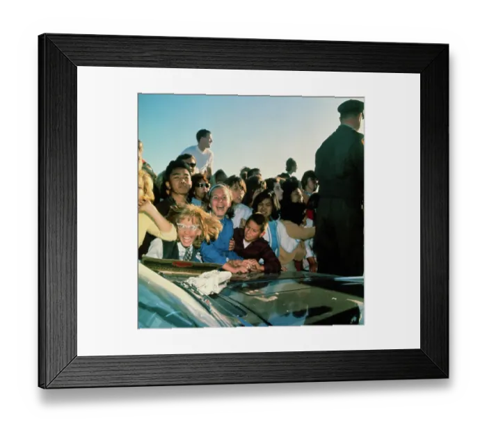 Framed Print : Crowd of Beatles Fans near Car Framed Print : Crowd of Beatles Fans near Car