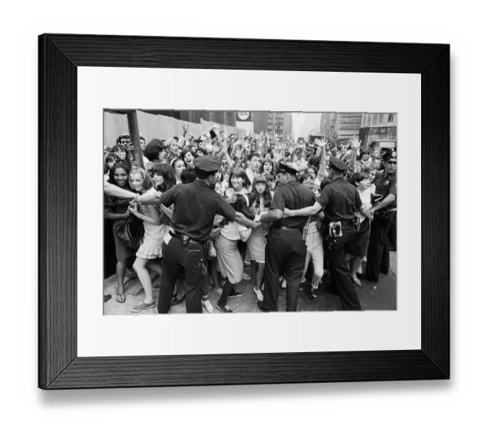Framed Print : Police Holding Back Teen Fans Framed Print : Police Holding Back Teen Fans