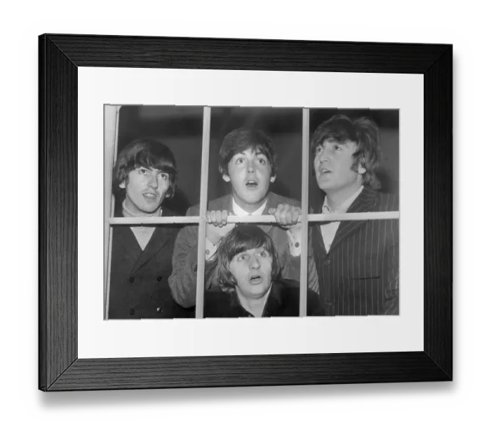 Framed Print : The Beatles Making Faces at Window