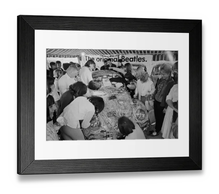 Framed Print : Teens Signing Volkswagen Beetle Framed Print : Teens Signing Volkswagen Beetle