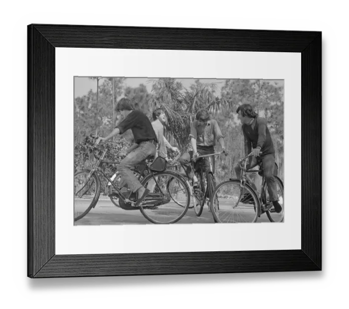 Framed Print : The Beatles Riding Bicycles Framed Print : The Beatles Riding Bicycles