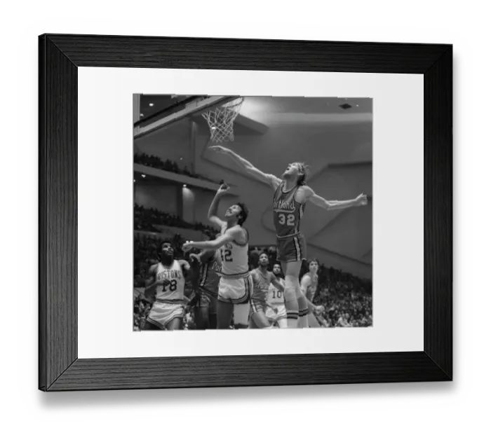 Framed Print : Bill Walton Jumps To Block Chris Ford From Scoring Framed Print : Bill Walton Jumps To Block Chris Ford From Scoring
