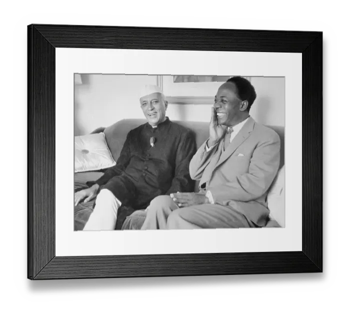 Framed Print : Prime Minister Jawaharlal Nehru and Kwame Nkrumah Sitting and Conversing