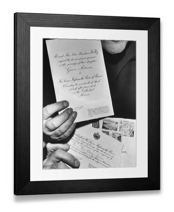 Framed Print : Grace Kelly's Wedding Invitation Framed Print : Grace Kelly's Wedding Invitation