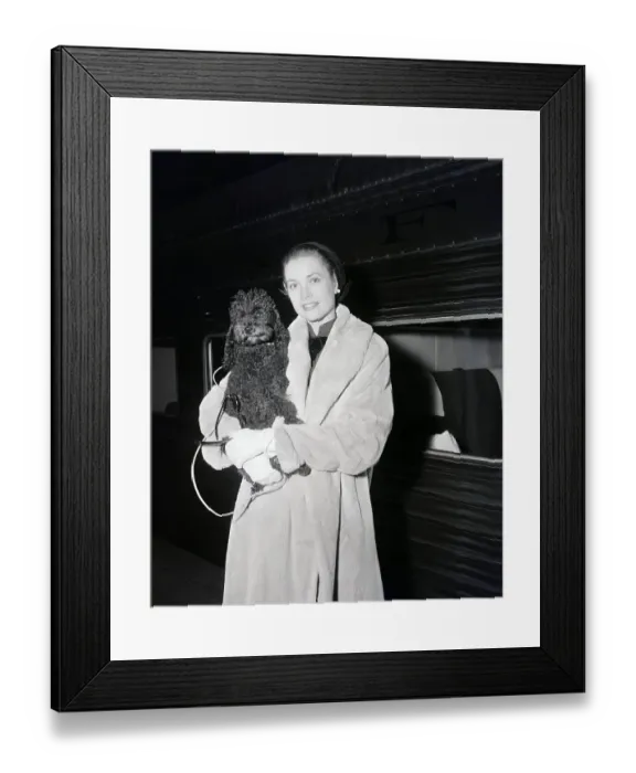 Framed Print : Grace Kelly Poses With Poodle; Fur Coat Framed Print : Grace Kelly Poses With Poodle; Fur Coat
