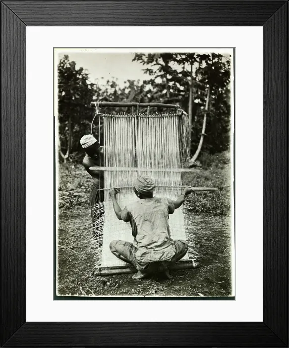 Framed Print : Natives of Boum Tribe Weaving Mats Framed Print : Natives of Boum Tribe Weaving Mats