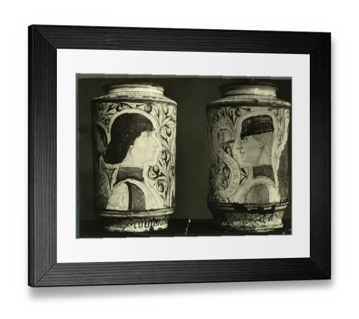 Framed Print : Pharmacy Pots of the 15th century Framed Print : Pharmacy Pots of the 15th century