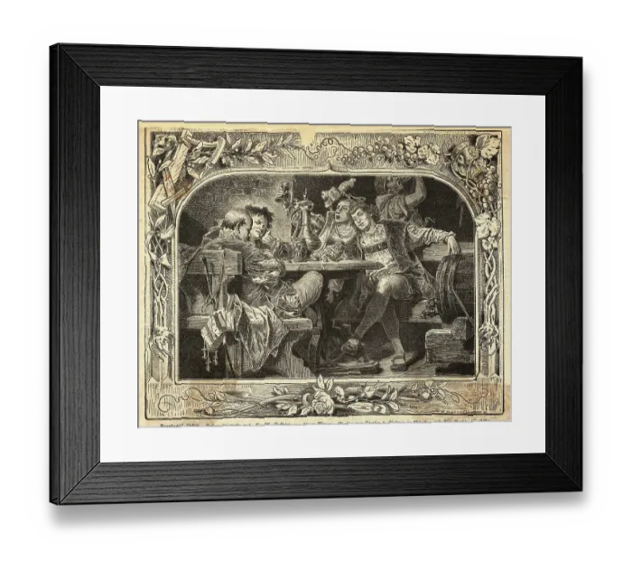 Framed Print : Men Drinking at Table