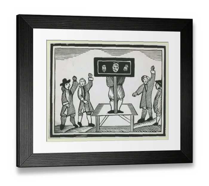 Framed Print : Spectators near Man in Stocks Framed Print : Spectators near Man in Stocks