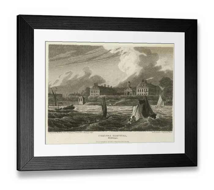 Framed Print : Illustrated View of Chelsea Hospital in Middlesex Framed Print : Illustrated View of Chelsea Hospital in Middlesex