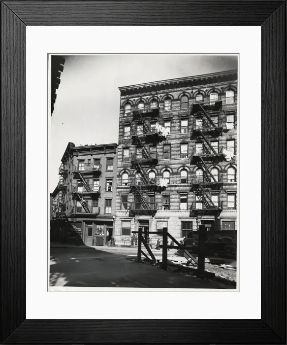 Framed Print : New York City Apartment Buildings with Clotheslines